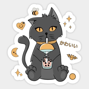 Cute Cat Bubble Tea Sticker